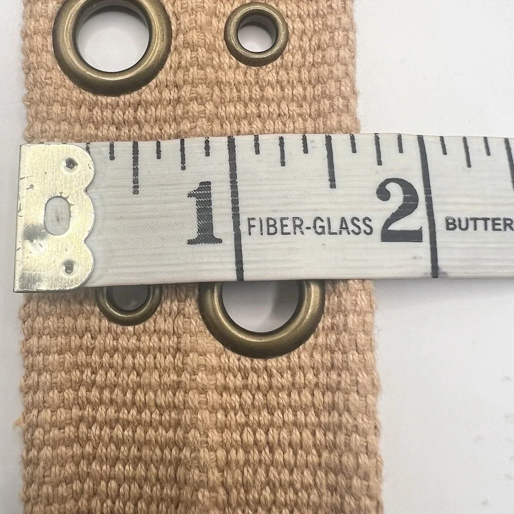 Two Canvas Double Row Grommet Belts Double Ring Closure 36 Inches Black/ Tan
